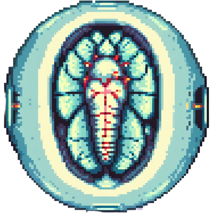 MRI embryo digital fetal small shape in otherworldly bubble, eerie, horror, pupa, crystalis, in-utero emoji