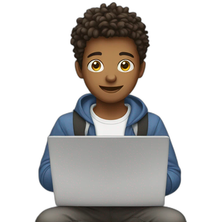 teen boy with laptop emoji