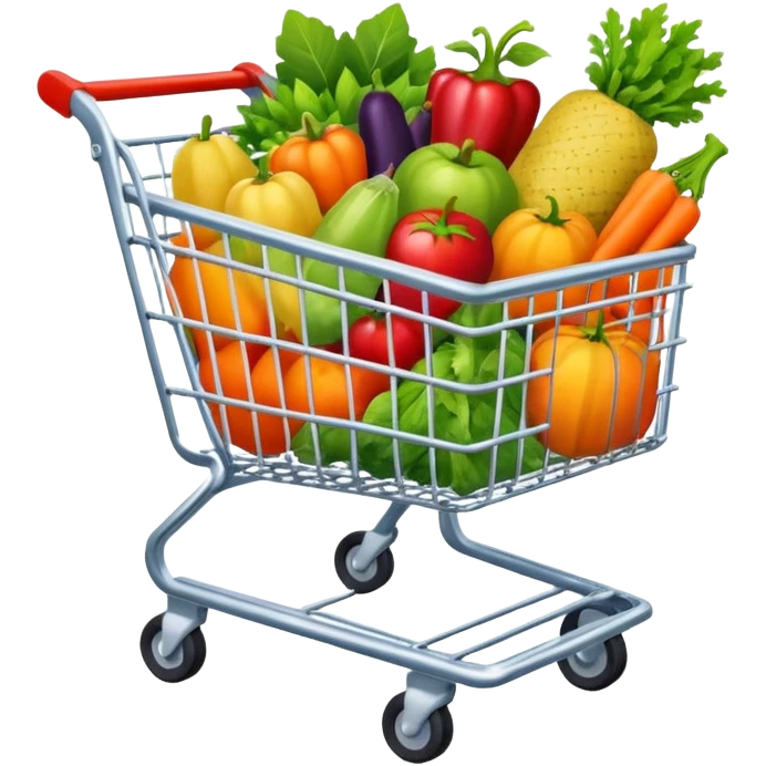 shopping cart with fruits and vegetables emoji