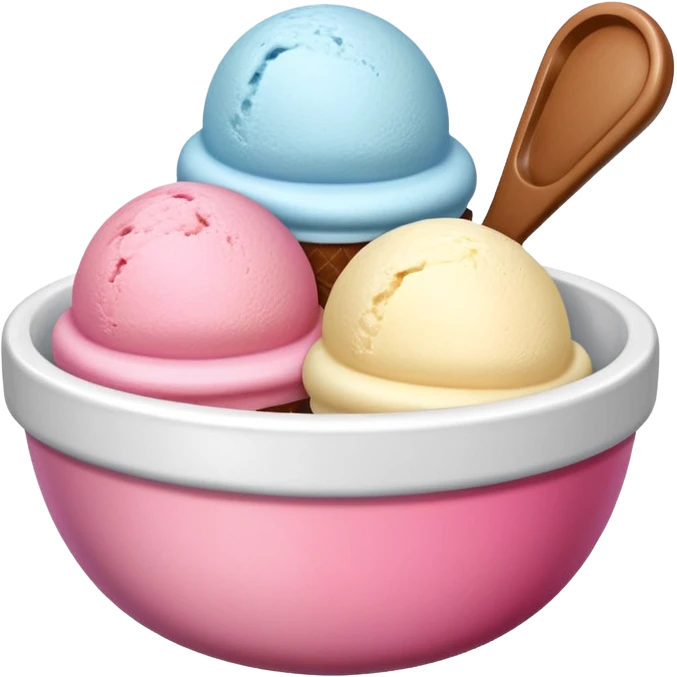 Neapolitan ice cream scoops in a bowl no spoon emoji