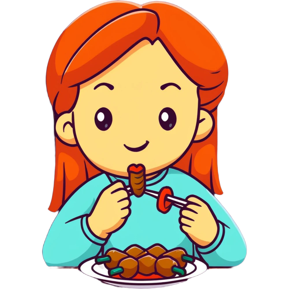 Girl eating shashlik  emoji