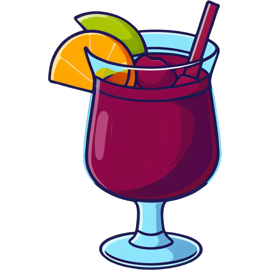 frozen slushy sangria with fruit pieces and wine emoji