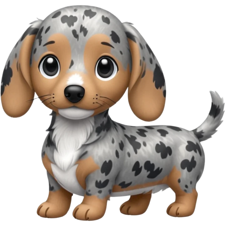 Chibi style Plush gray dappled dachshund  emoji