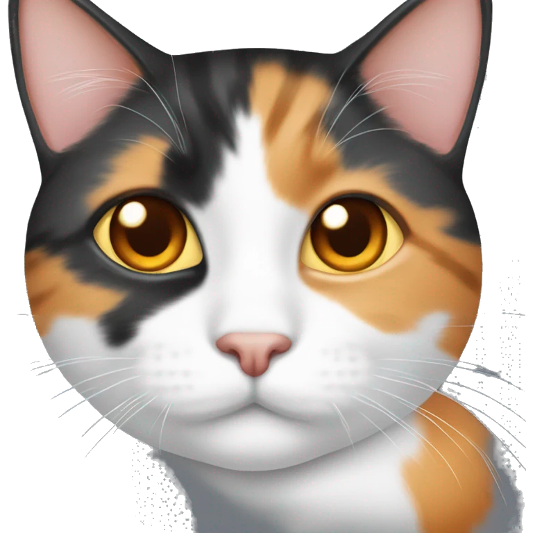 cute calico cat with half orange nose emoji