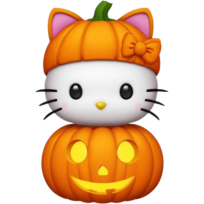 halloween version of hello kitty with pumpkin emoji