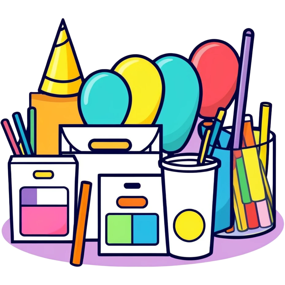 Party prismo with craft supplies emoji