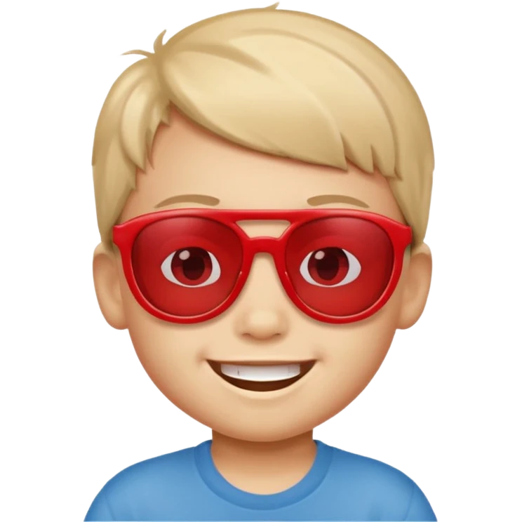 Red sunglasses on head of little boy emoji