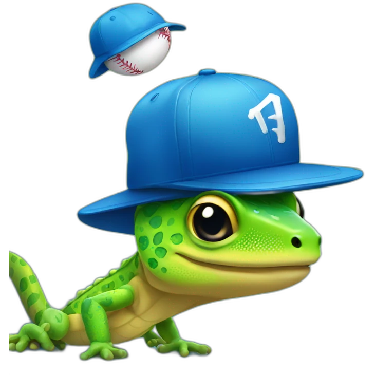 Gecko with blue baseball hat emoji