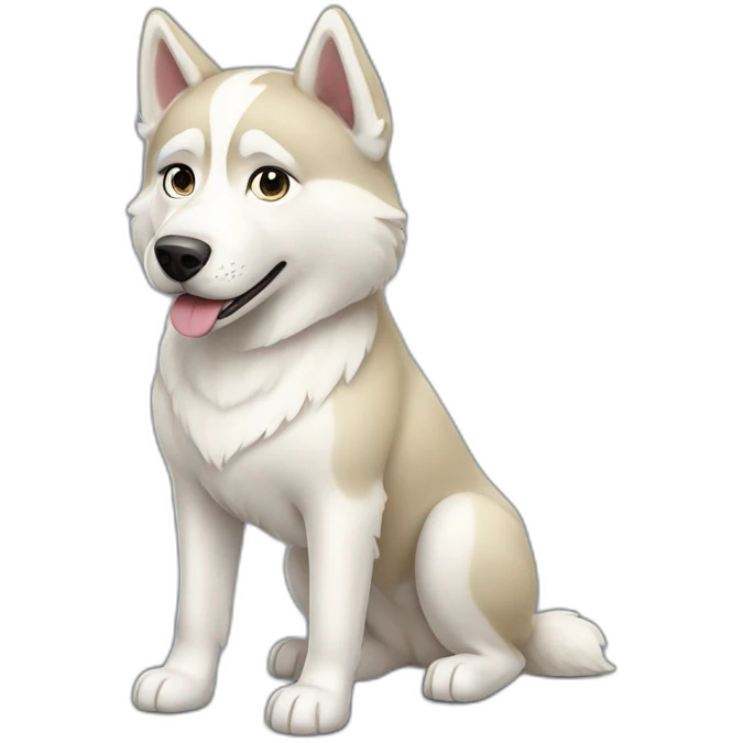dog cream-and-white husky full-body emoji
