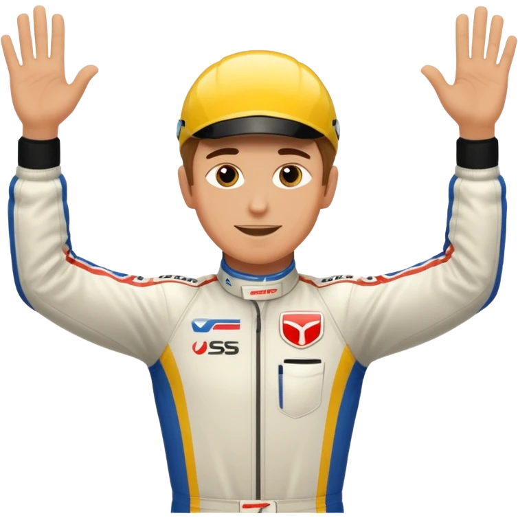 Race driver arms streched out emoji
