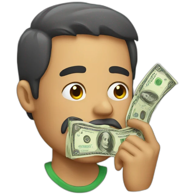 A man eating money emoji