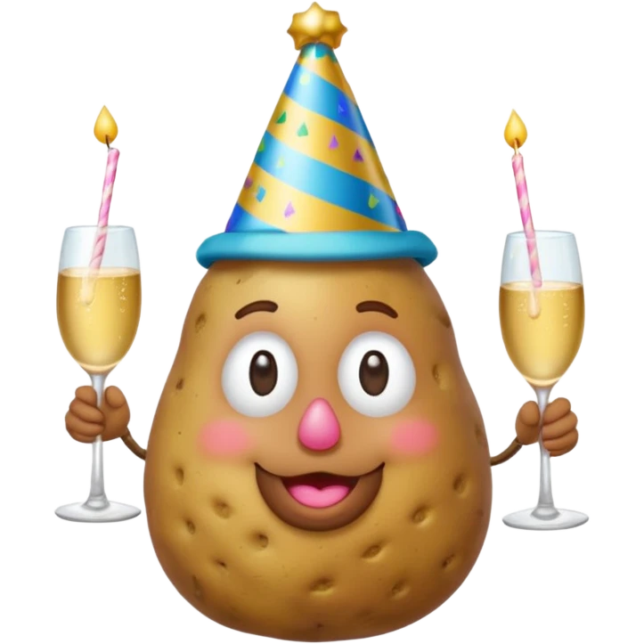 Potato drinking champagne emoji