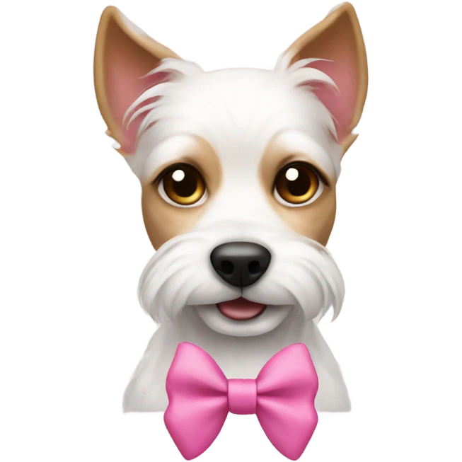 White begal type dog with pink hair bow emoji