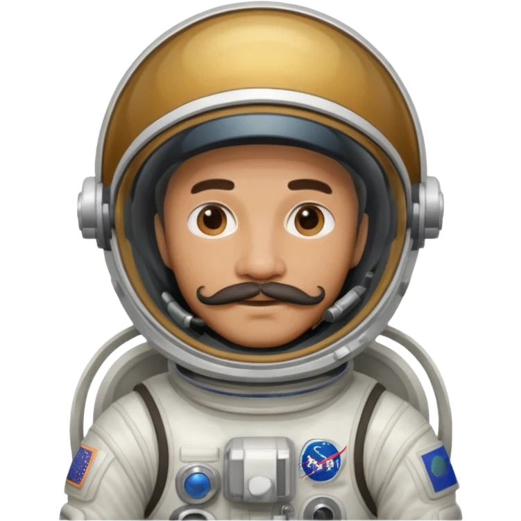Mustached astronaut man holding helmet emoji