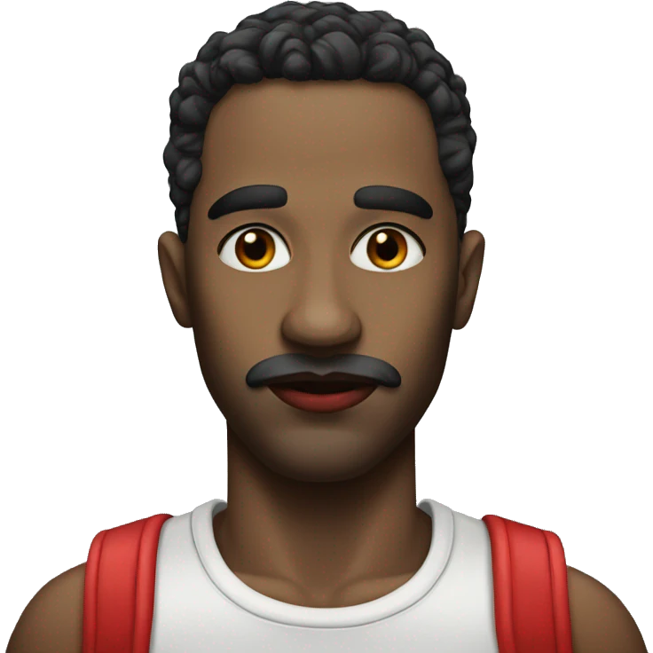 realistic portrait of a man with red lips emoji