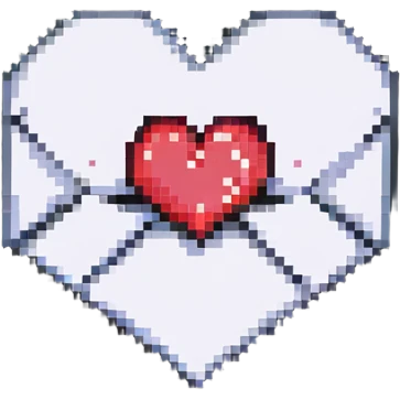 Pixelated love letter with a heart seal emoji