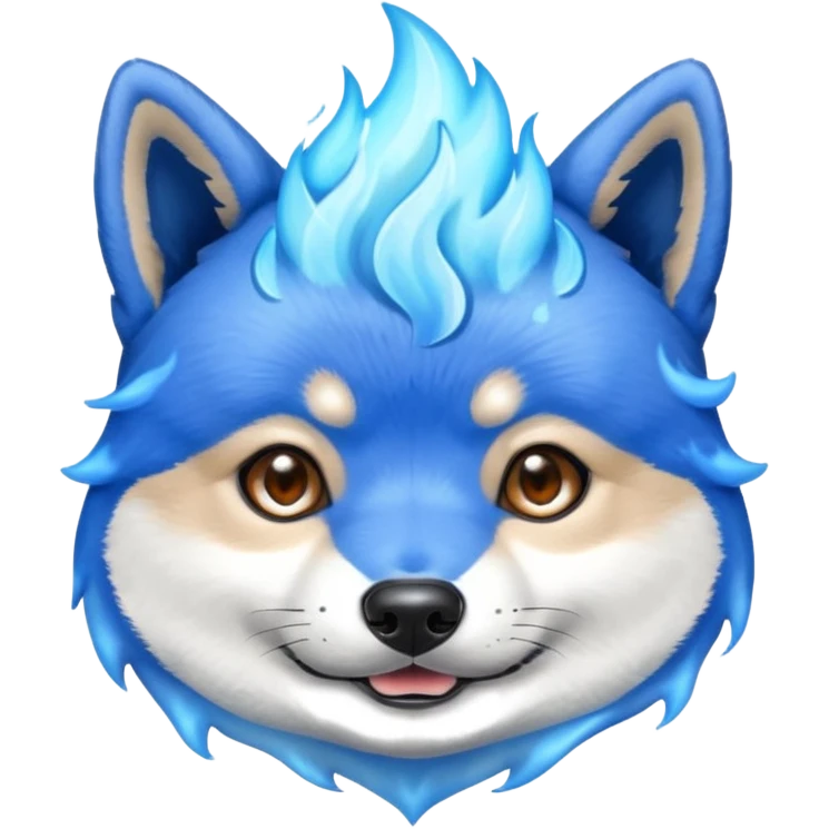 Blue shiba inu head with blue flames emoji