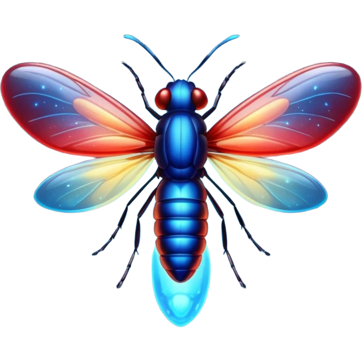 glitter red and blue firefly emoji