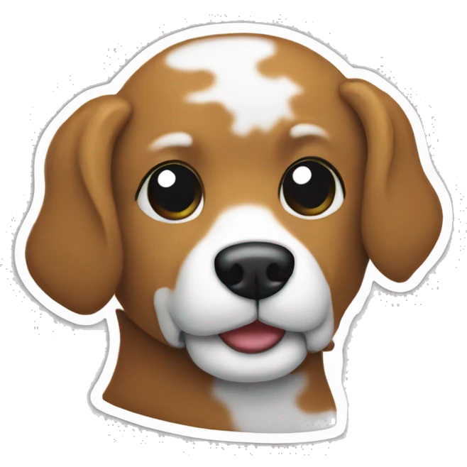 curious dog in the outdoors white outline around it. In the style of a sticker emoji
