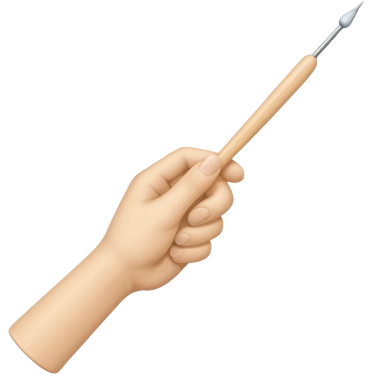 hand holding 1 knitting needle emoji