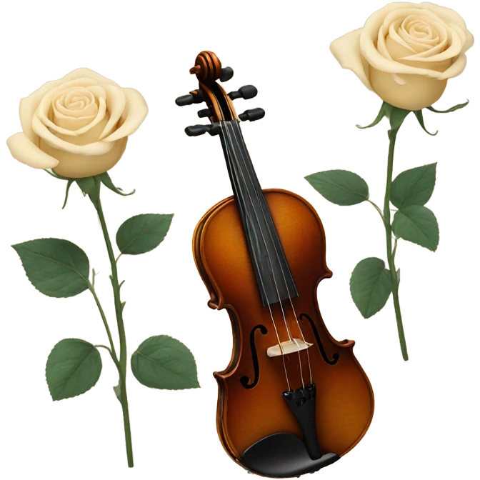vintage violin and beige roses emoji