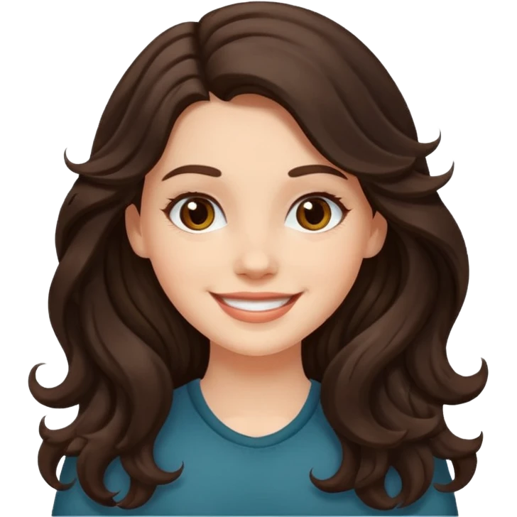 A white girl with long dark brown wave hair  emoji