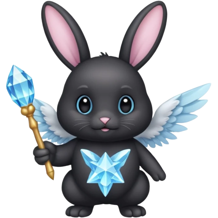 Black bunny with wings and with cristal wand  emoji