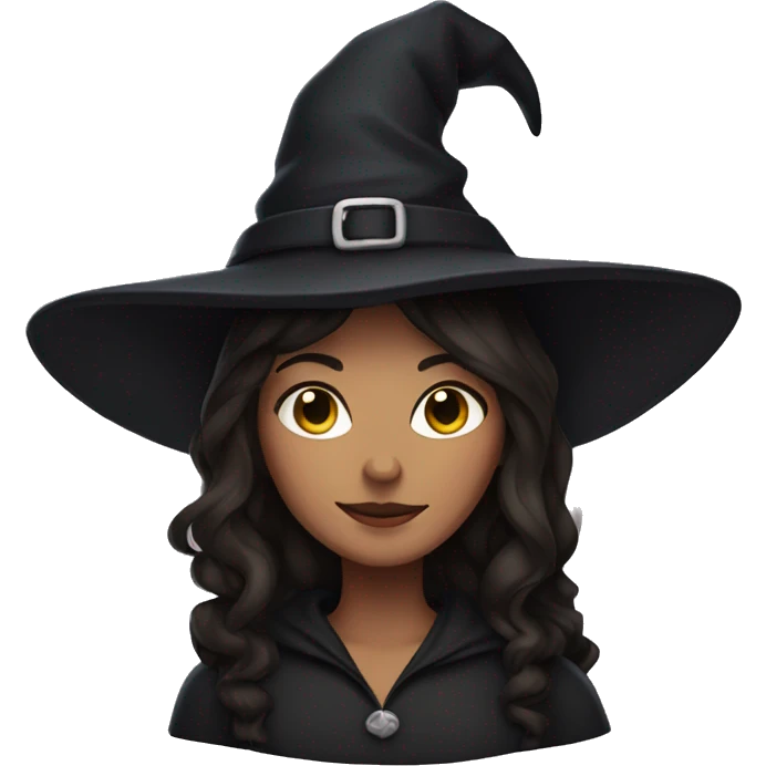 brunette witch with a cat emoji
