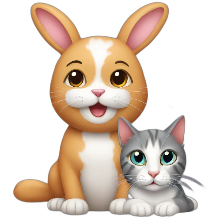 Rabbit and cat emoji