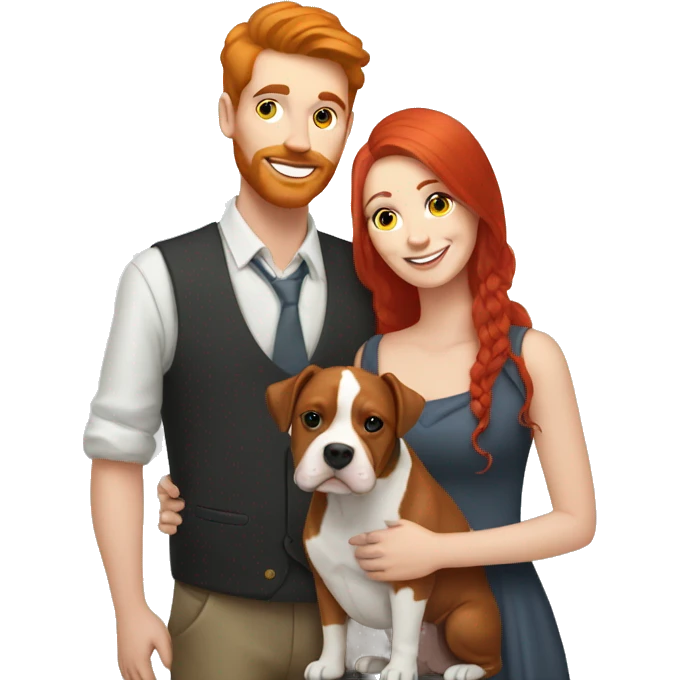 Red haired couple holding English staffordshire emoji