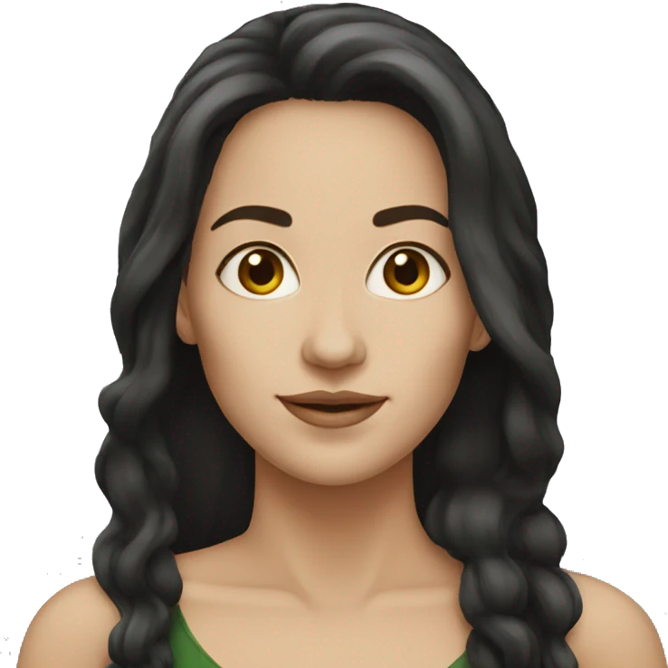 White woman 40 years old long dark hair emoji