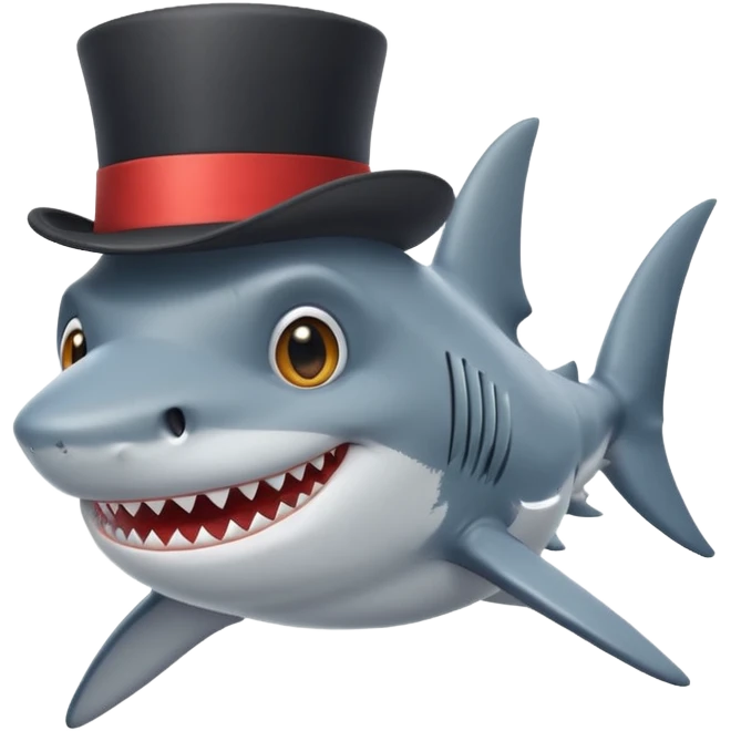 Shark with a top hat emoji