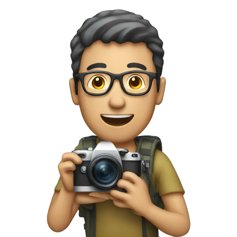 man holding a digital camera emoji