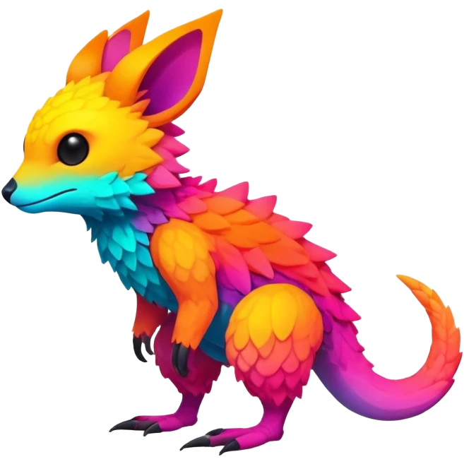 lush warm-colored modern colorful neon-colored Fakémon-Trico-creature (full body) emoji