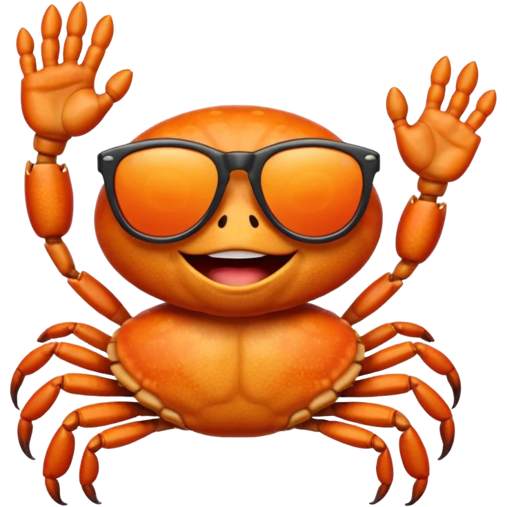 Alaska crab are moving wearing a sunglass and say hi emoji