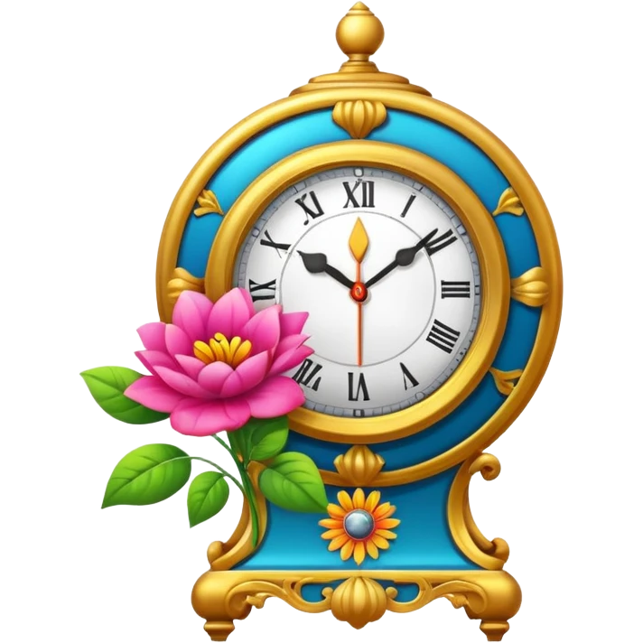 flower blooming next to a clock emoji