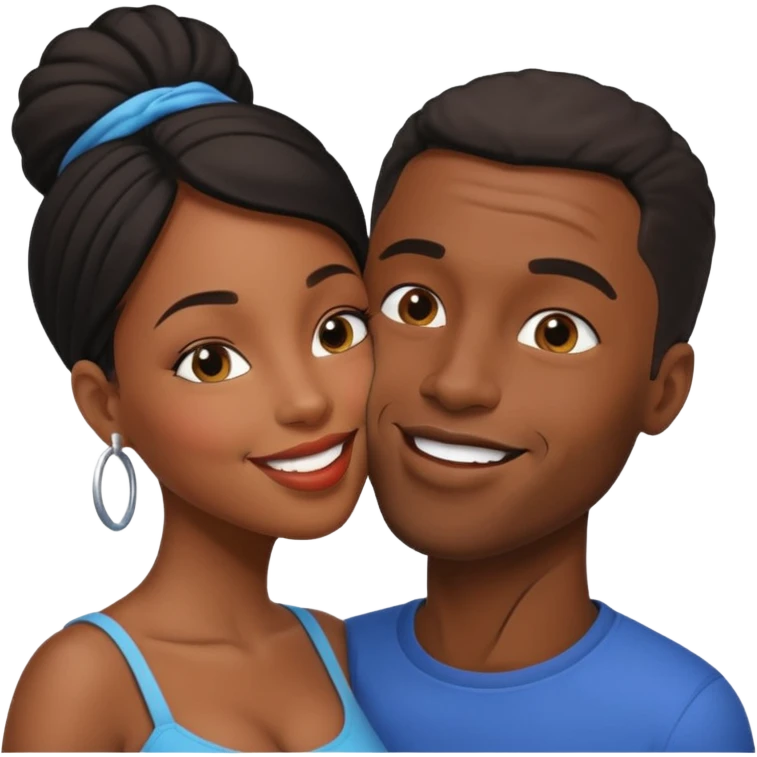 black boyfriend kissing black gril emoji