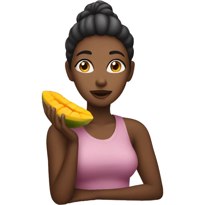 Woman eating mango emoji