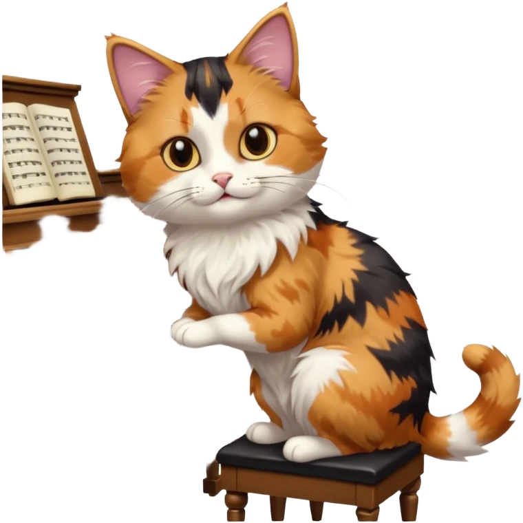 calico cat play piano, portrait emoji