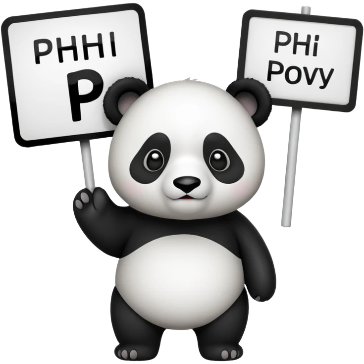 Сделай эмодзи где стоит панда у нее в руках табличка а на табличке написано @ph1lanthropov emoji