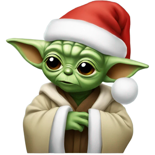 Yoda wearing a Santa hat emoji