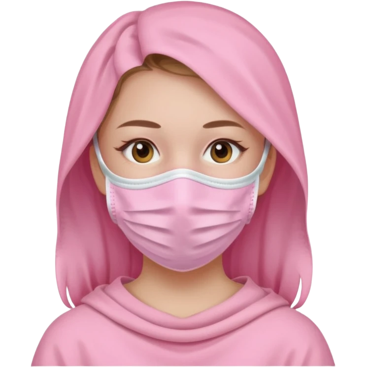 girl with a pink facemask emoji