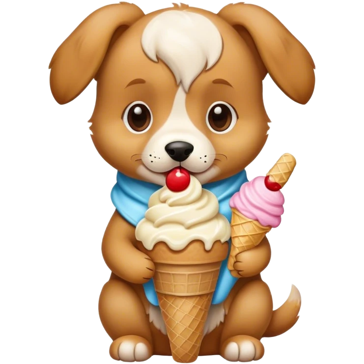 Puppy eating ice cream emoji