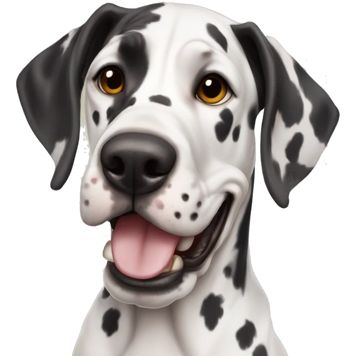 Harlequin great dane with smile emoji