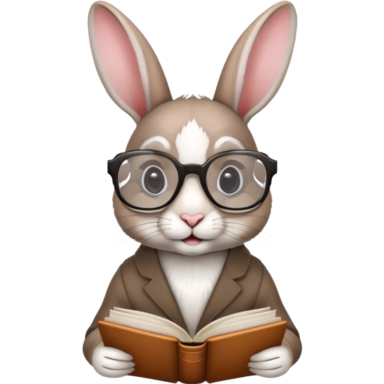 The rabbit is reading with glasses. emoji