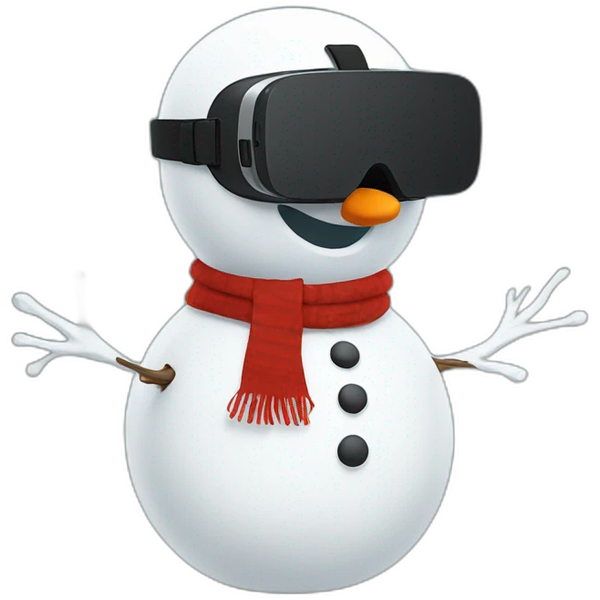 Snowman in vr headset, full body, Christmas emoji