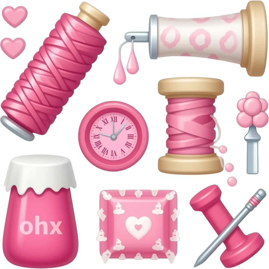 Elementos de costura en rosa emoji