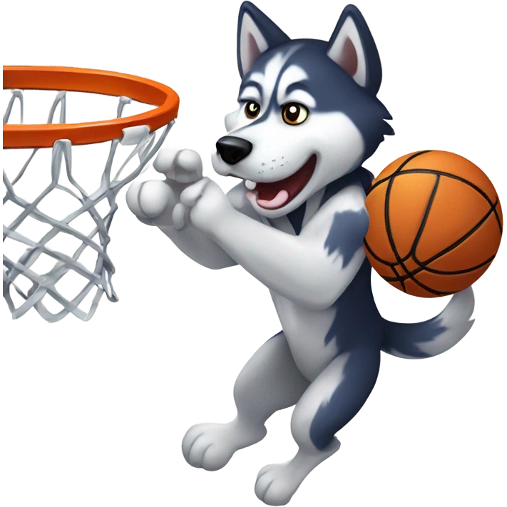 Husky dunking a basketball emoji