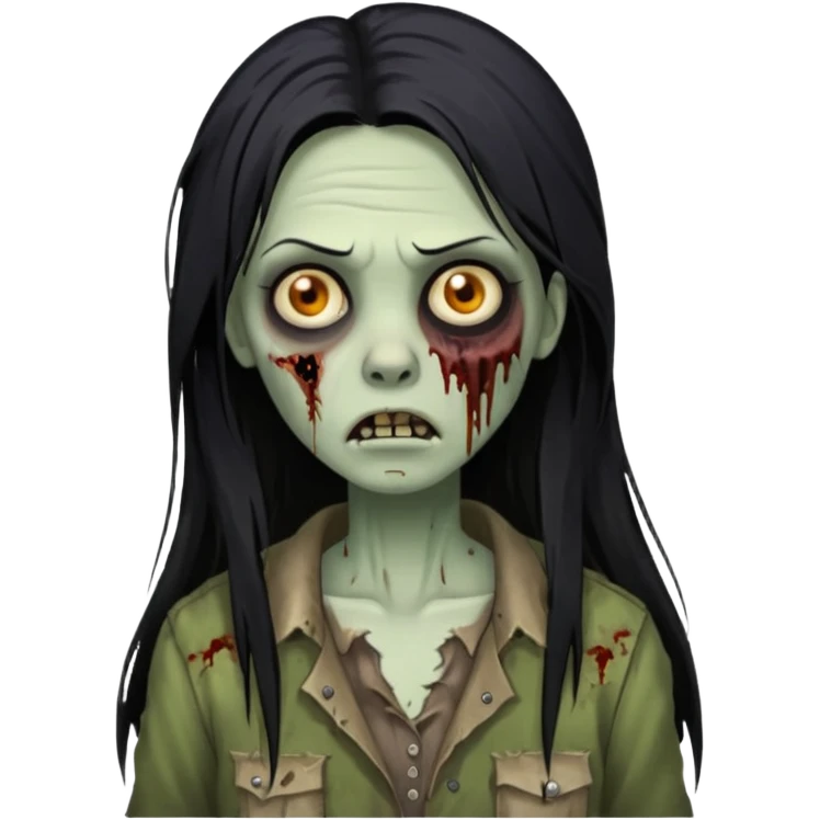 mulher zumbi cabelo liso tamanho grande preto emoji