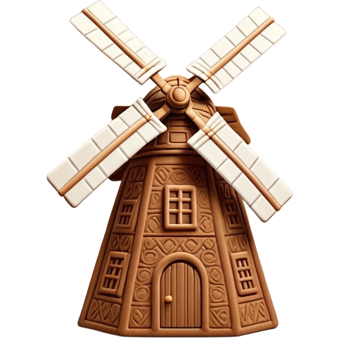 Speculaas Cinematic Realistic Speculaas Biscuit Emoji, depicted as a spiced speculaas cookie crafted in a charming windmill shape, rendered with intricate textures and warm, inviting lighting. emoji